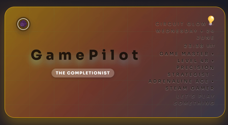 GamePilot home dashboard